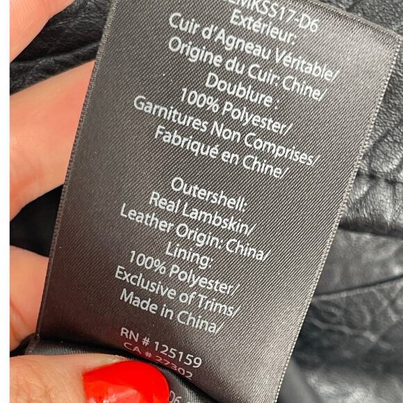 Mackage Black Lisa Pebbled Lambskin Leather Moto Biker Motorcycle Jacket Small - Picture 9 of 10